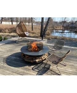 Садовый костёр Crown Grand (200 см) со стеклянной защитной ширмой