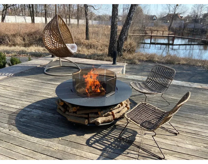 Садовый костёр Crown Medium (149 см) со стеклянной защитной ширмой