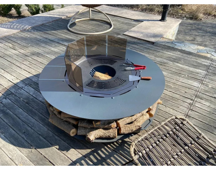 Садовый костёр Crown Medium (149 см) со стеклянной защитной ширмой