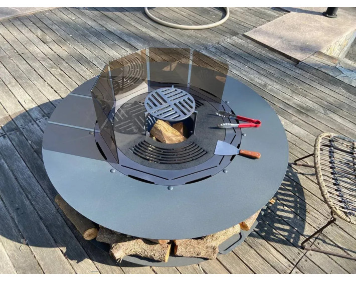 Садовый костёр Crown Medium (149 см) со стеклянной защитной ширмой